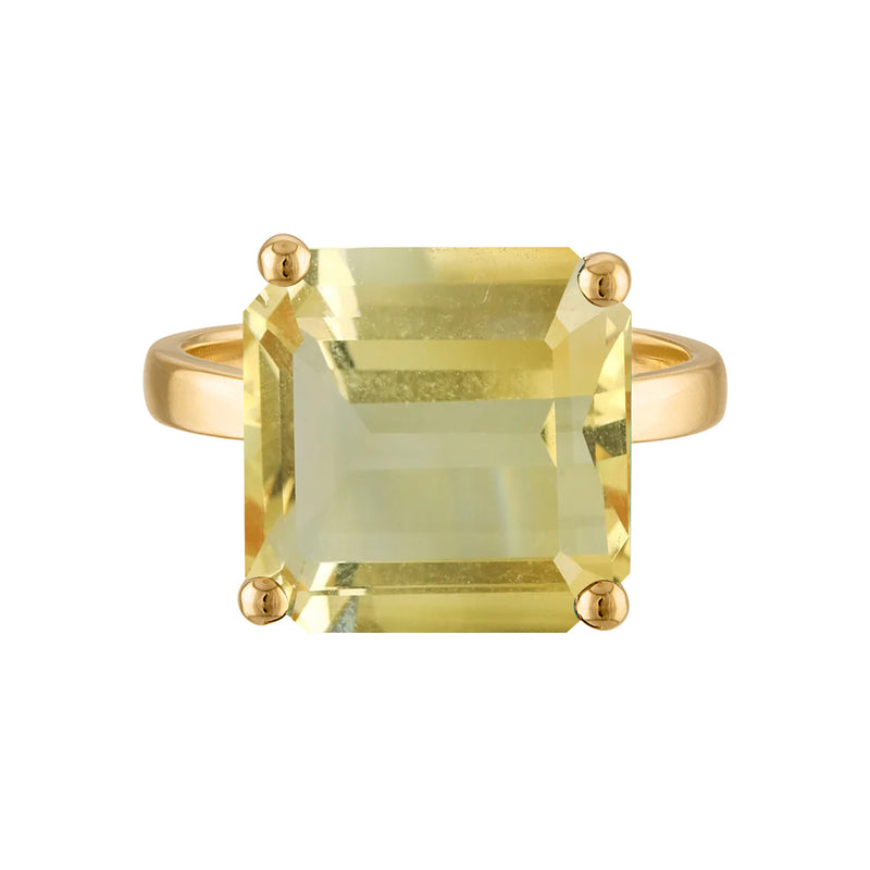 18k Gold Band with Princess Cut Champagne Citrine Cocktail Ring
