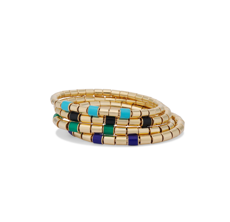 18k Gold Stretch Bracelet with Lapis
